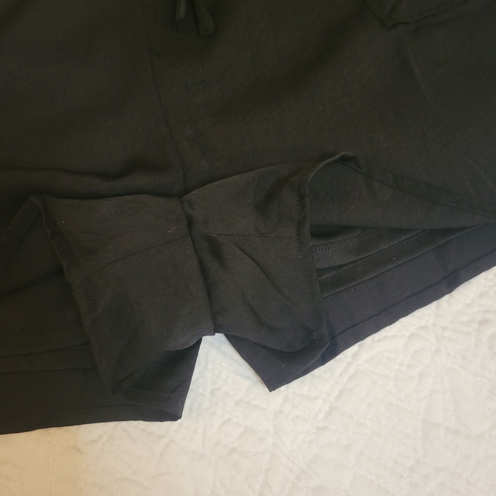 Promesa Black Short Sleeve Button Front Utility‎ Romper XL Drawstring Waist Boho - Picture 11 of 12